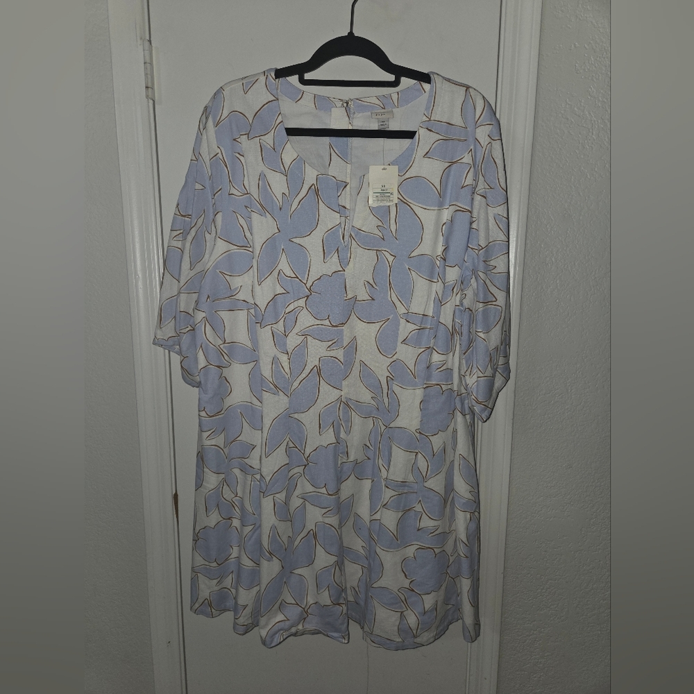 Target Blue Floral Dress with Brown Accents